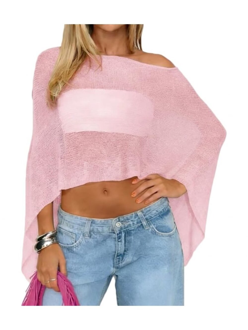 Women Sheer Poncho Top Knit Crochet Irregular Shrug Bolero Shawl Lightweight See